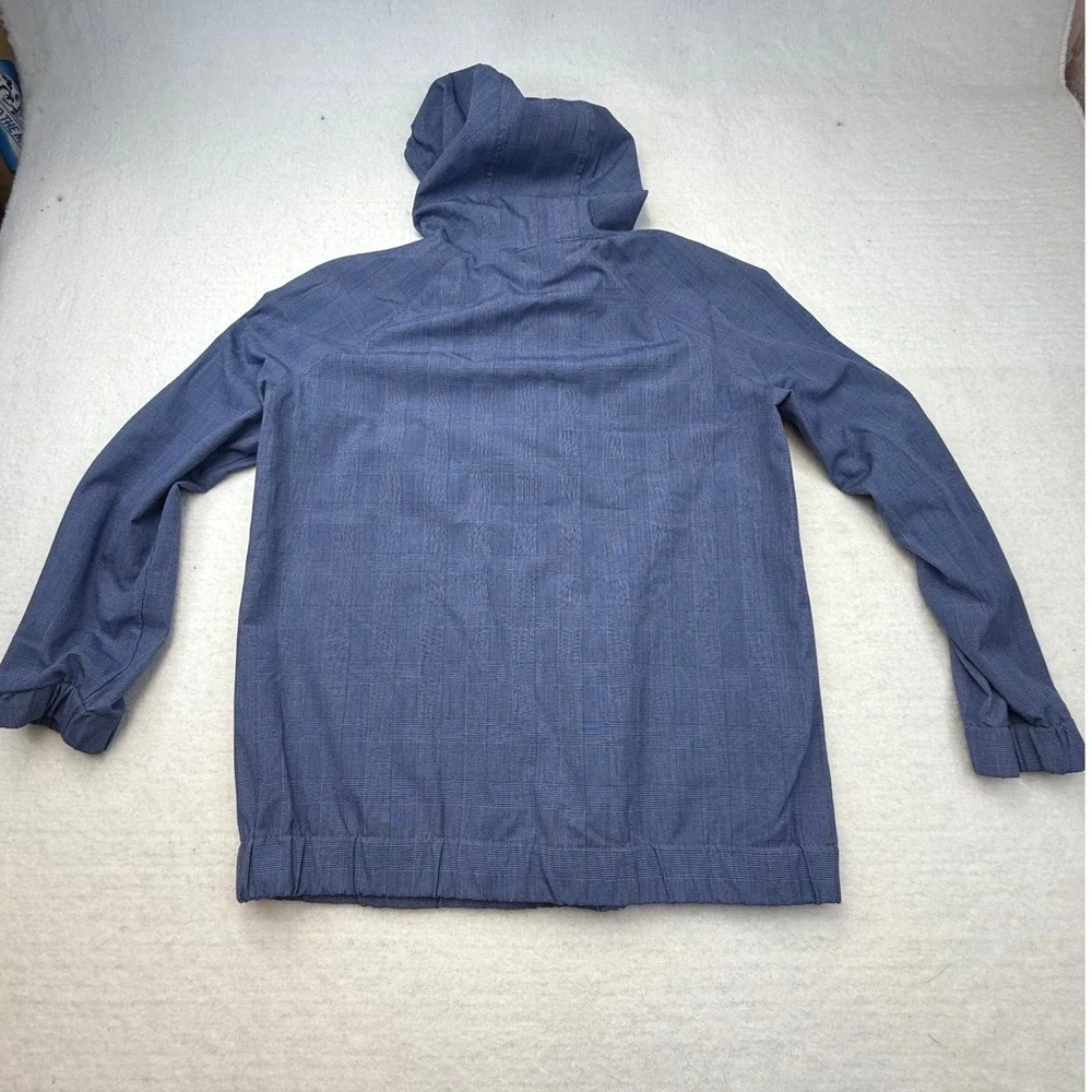 Banana Republic Men Small Blue Plaid Long Sleeve Pullover‎ Hoodie Pocket